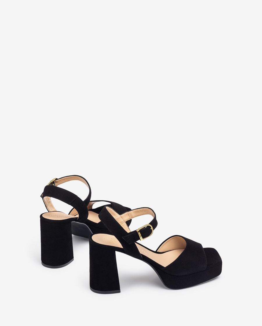 Sandales à talons carrés en daim Unisa pour femme - Noires