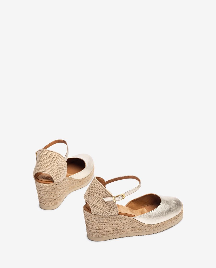 Espadrilles à bride arrière en cuir métallisé Unisa pour femme - Doré