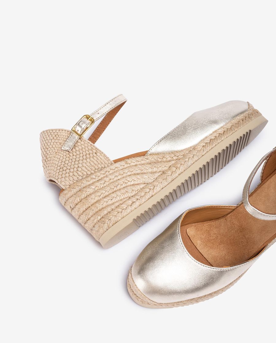 Espadrilles à bride arrière en cuir métallisé Unisa pour femme - Doré