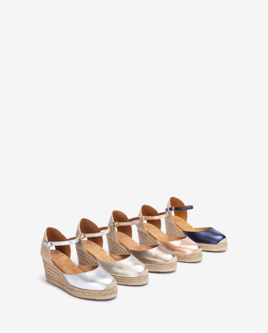 Espadrilles à bride arrière en cuir métallisé Unisa pour femme - Doré