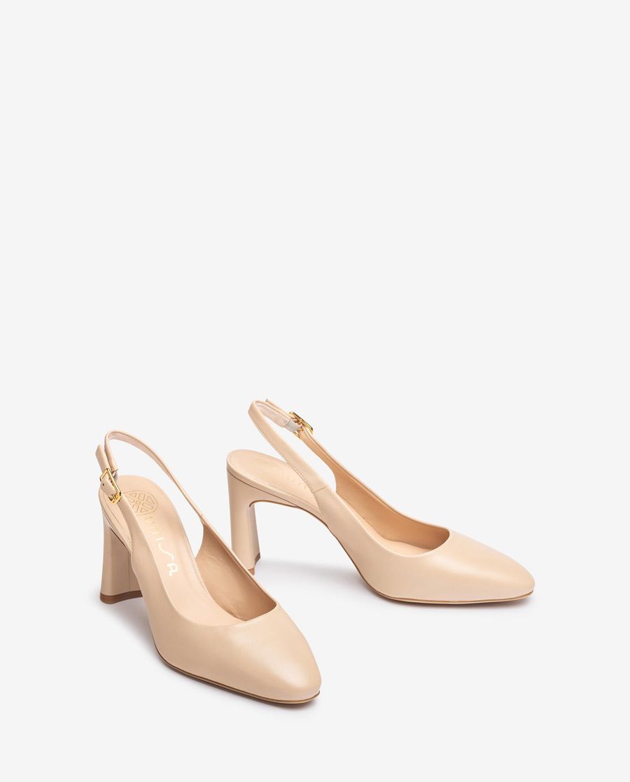 Sandales à bride arrière à bout carré pour femme - Beige