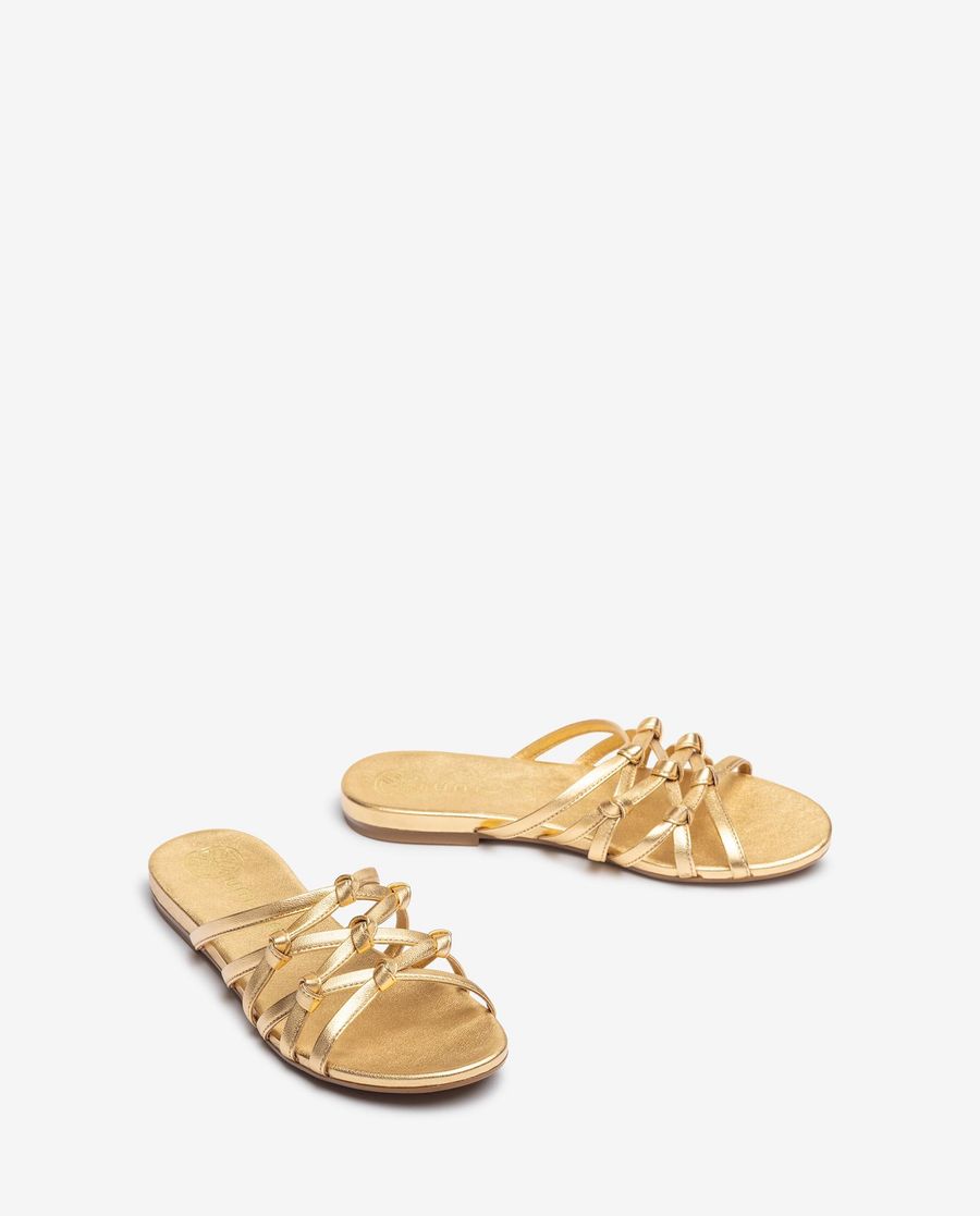 Sandales plates nouées Unisa pour femme - Doré