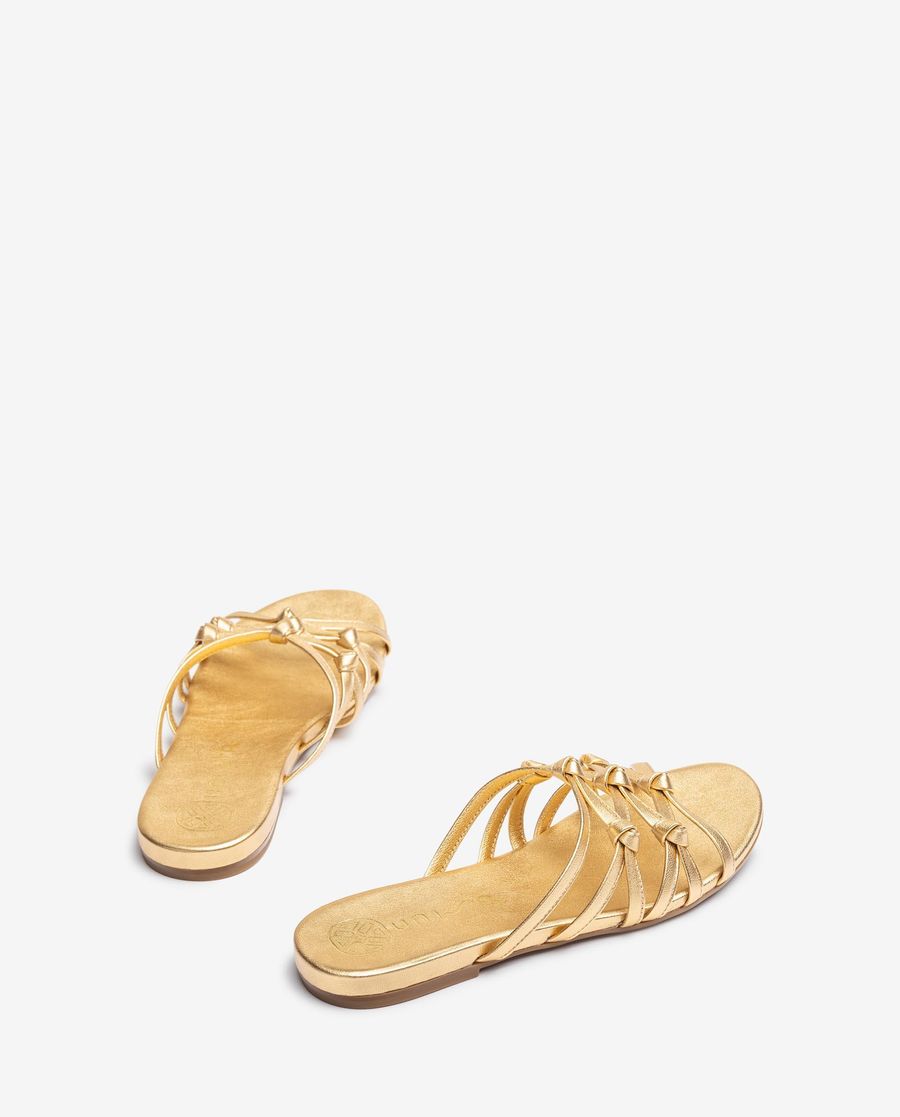 Sandales plates nouées Unisa pour femme - Doré