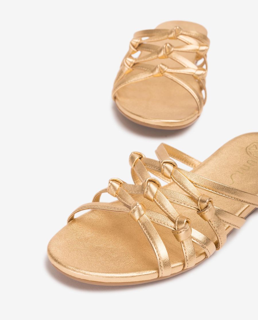 Sandales plates nouées Unisa pour femme - Doré