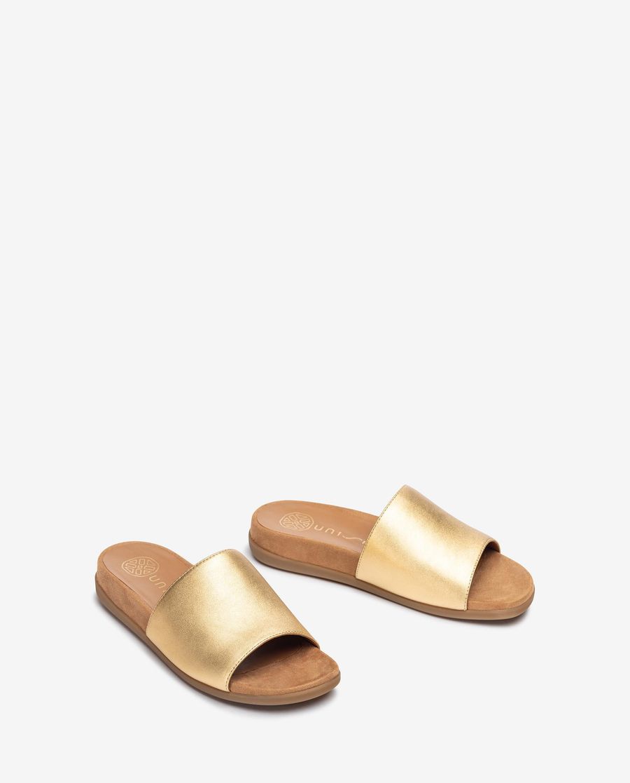 Sandales plates métallisées Unisa pour femme - Doré