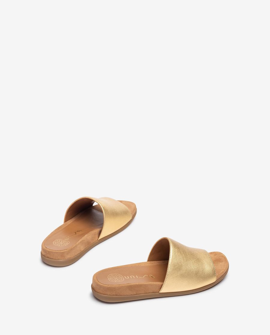 Sandales plates métallisées Unisa pour femme - Doré