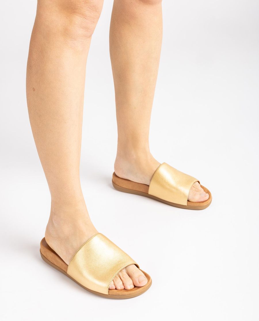 Sandales plates métallisées Unisa pour femme - Doré