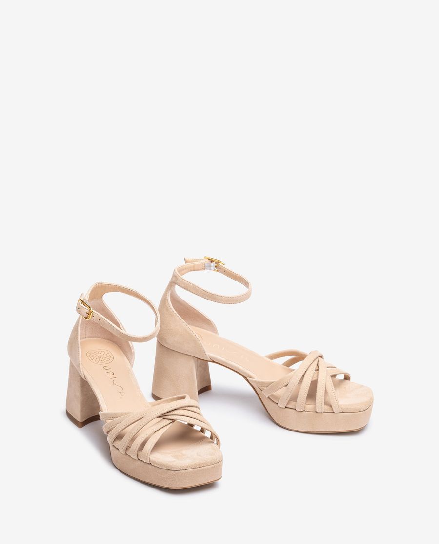 Sandales à lanières en daim Unisa pour femme - Beige