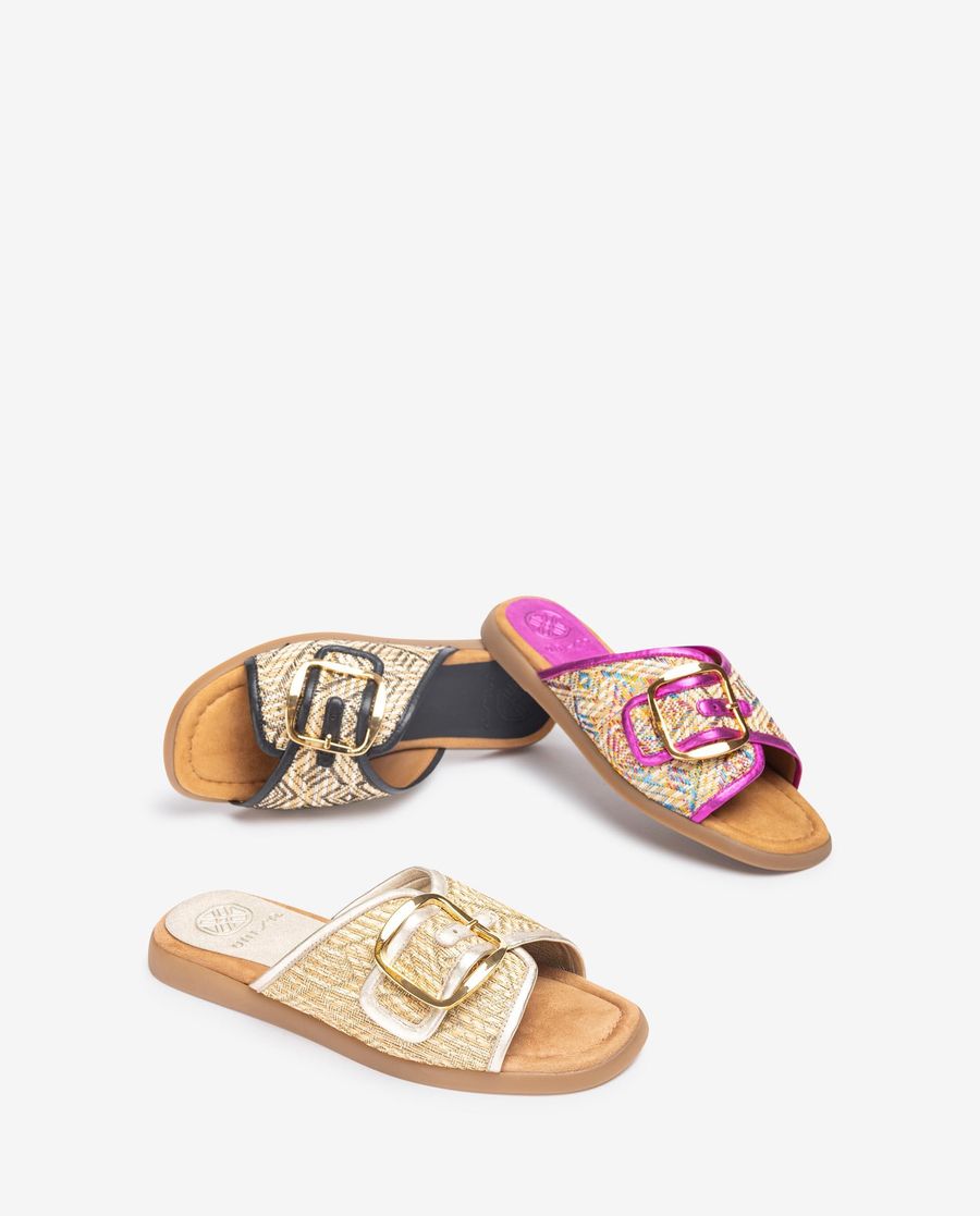 Sandales plates à boucle Unisa pour femme - Multicolore