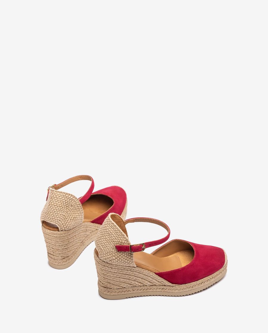 Espadrilles compensées hautes Unisa en daim - Rouge