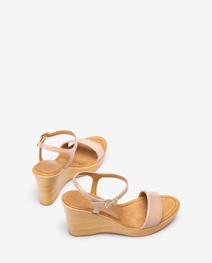 Sandales compensées Unisa effet bois pour femme - Rose