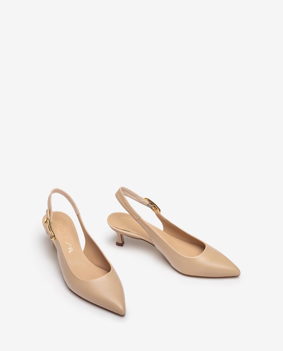 Escarpins à bride arrière en cuir Unisa pour femme - Beige