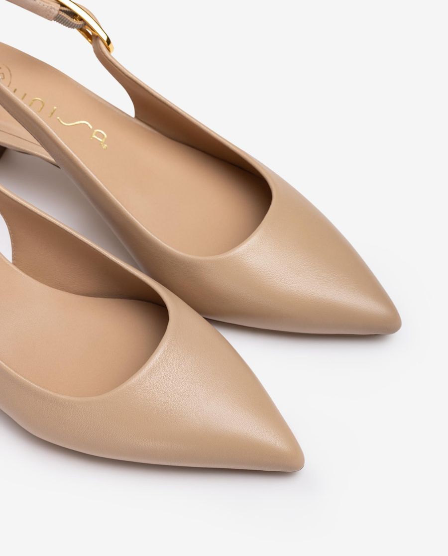 Escarpins à bride arrière en cuir Unisa pour femme - Beige