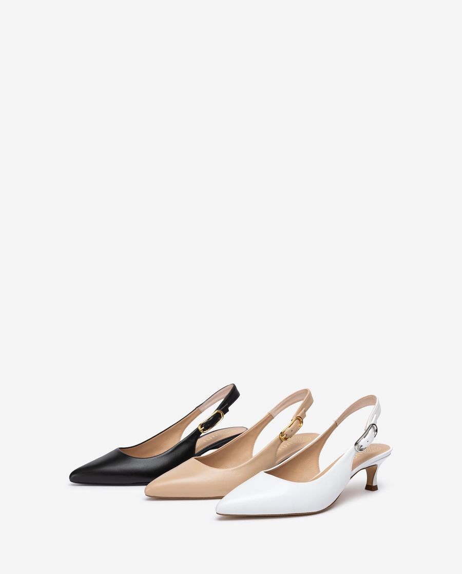 Escarpins à bride arrière en cuir Unisa pour femme - Beige