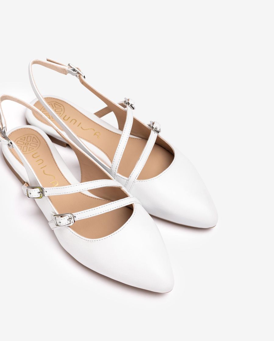 Sandales à bride arrière plates avec boucles Unisa pour femme - Blanc