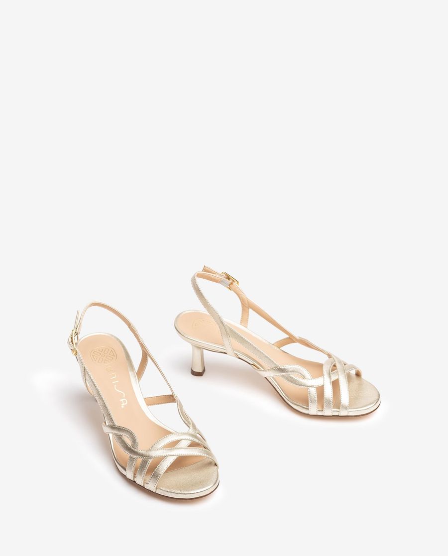 Sandales en cuir métallisé Unisa pour femme - Doré