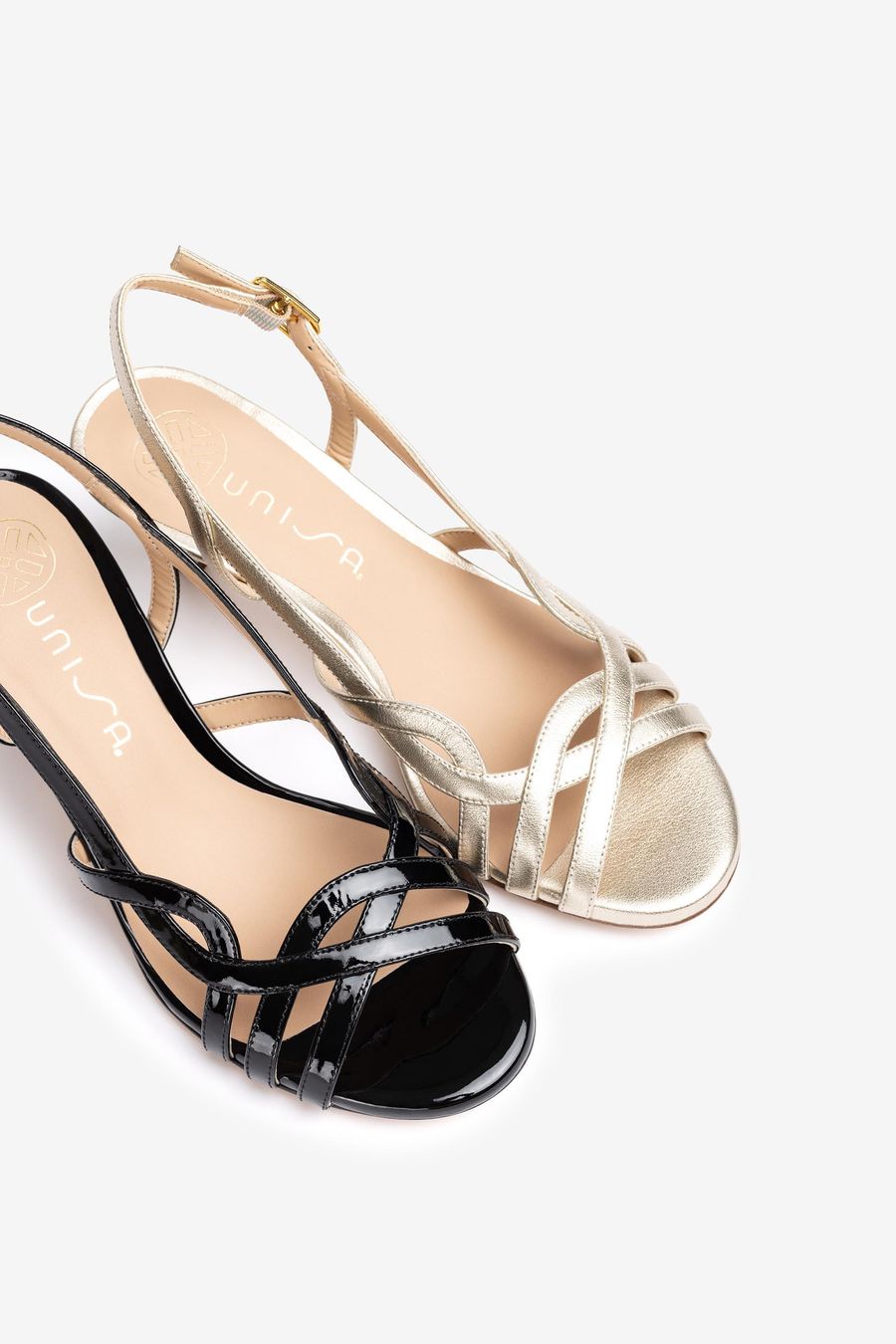Sandales en cuir métallisé Unisa pour femme - Doré