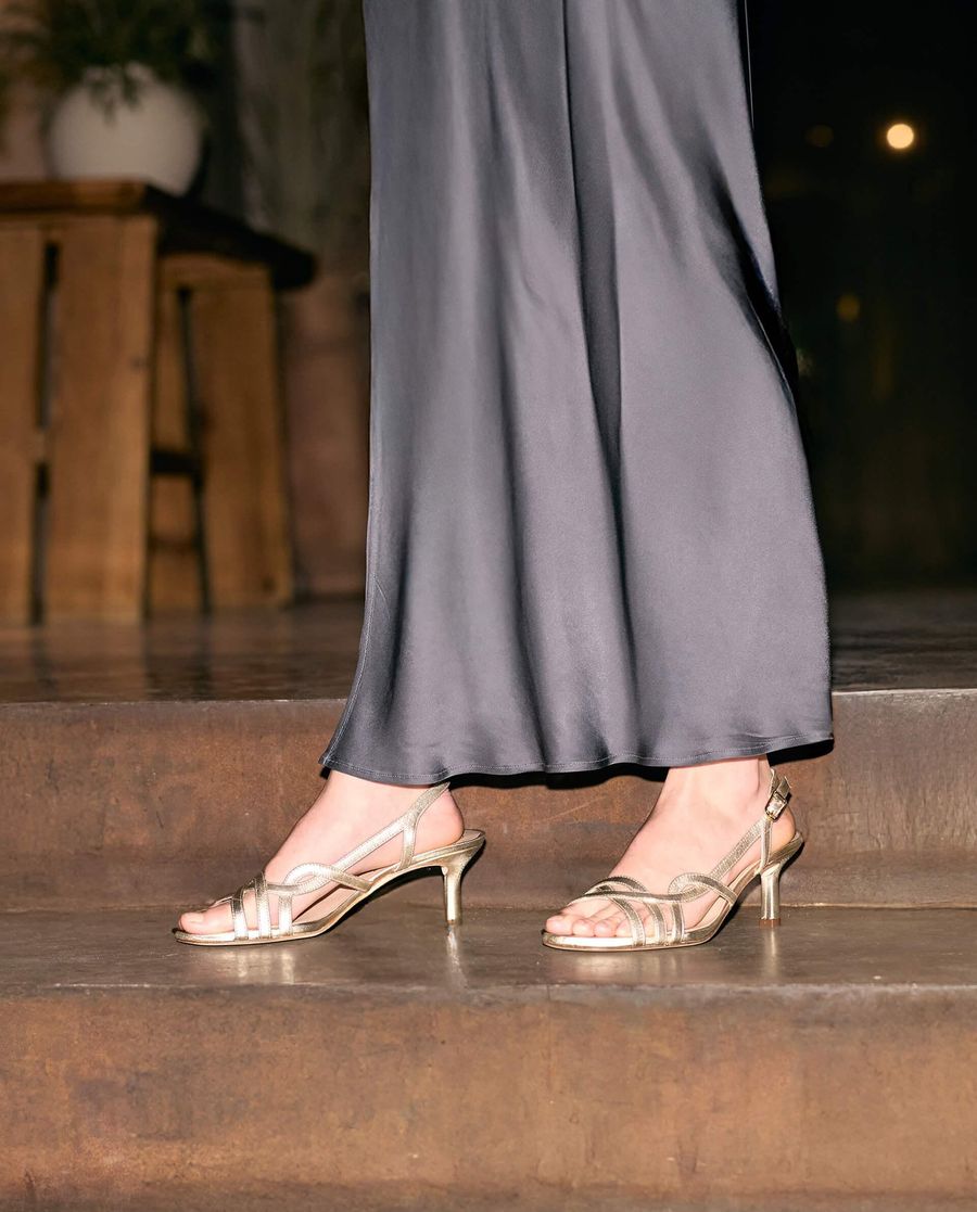 Sandales en cuir métallisé Unisa pour femme - Doré