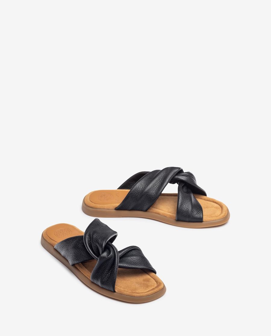 Sandales plates à brides croisées Unisa pour femme - Noir
