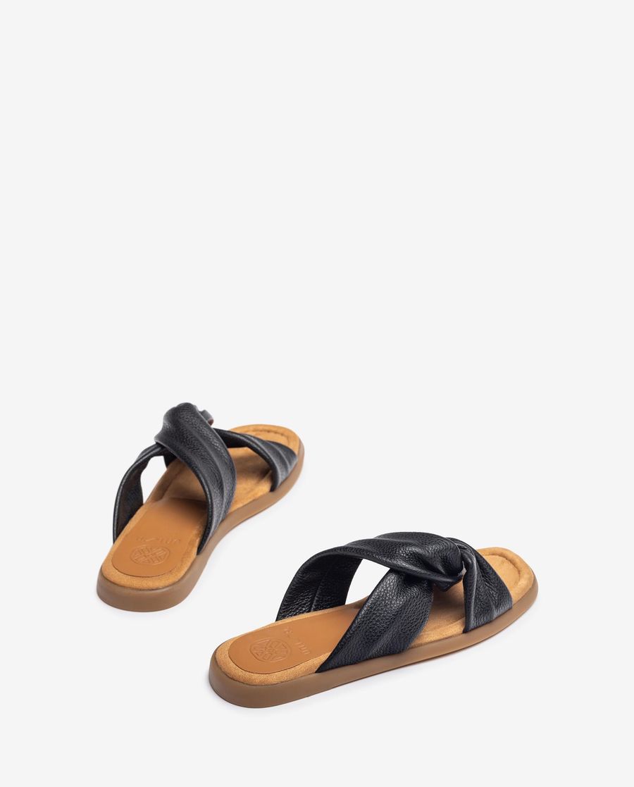 Sandales plates à brides croisées Unisa pour femme - Noir