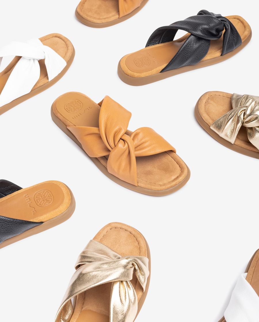 Sandales plates à brides croisées Unisa pour femme - Noir