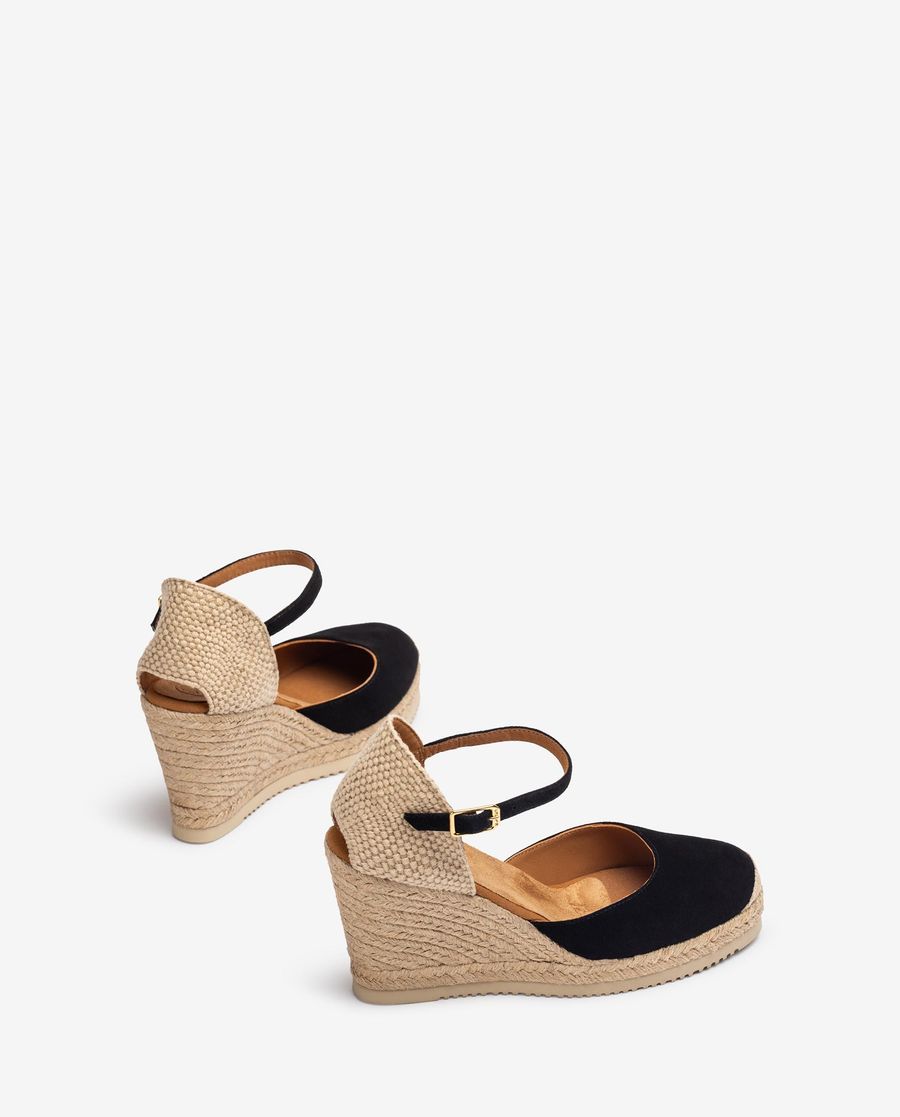 Espadrilles compensées hautes en daim Unisa pour femme - Noir
