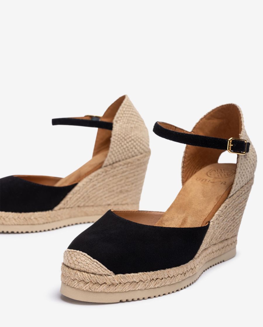 Espadrilles compensées hautes en daim Unisa pour femme - Noir