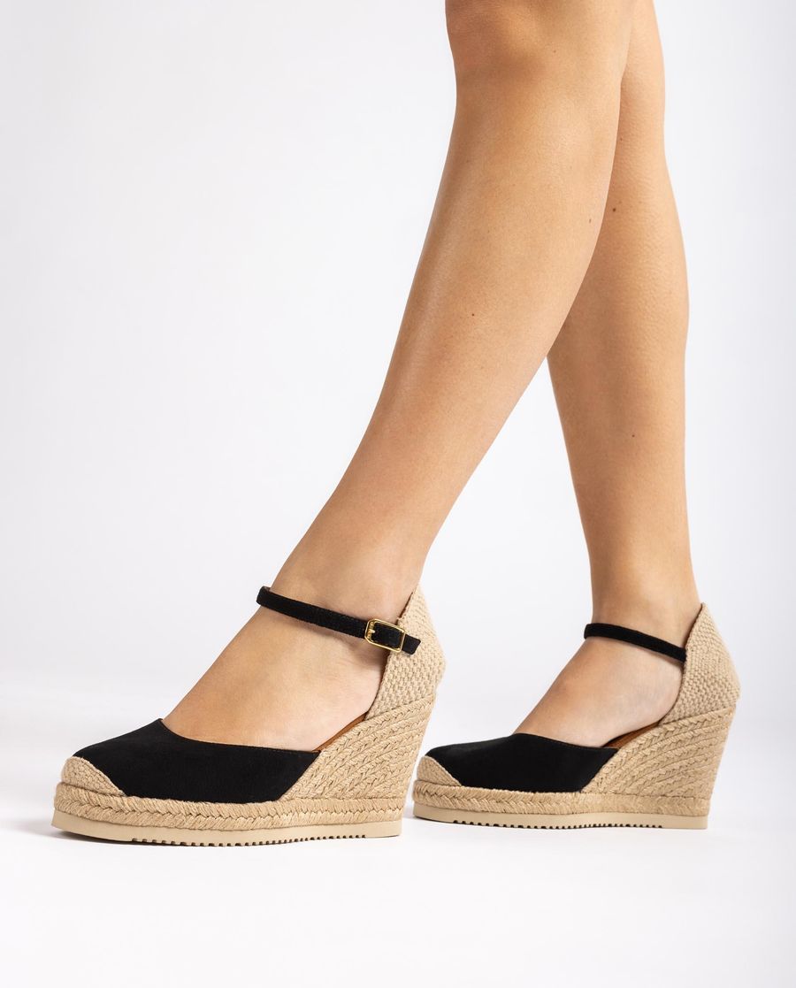 Espadrilles compensées hautes en daim Unisa pour femme - Noir