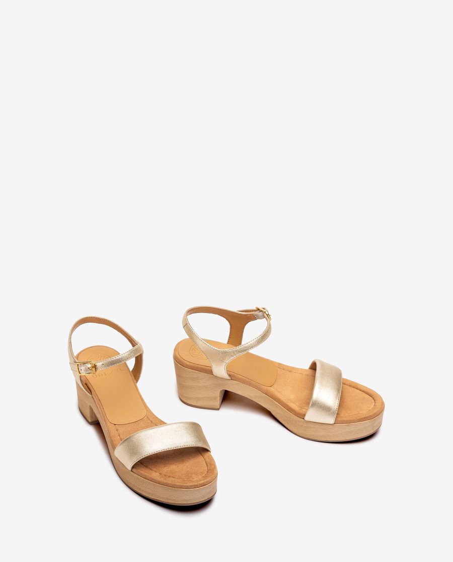 Sandales Unisa effet bois pour femme - Doré