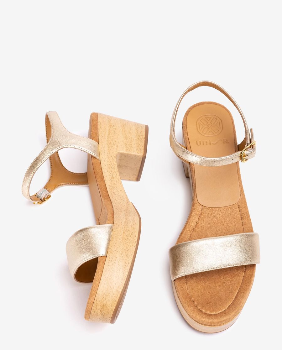 Sandales Unisa effet bois pour femme - Doré