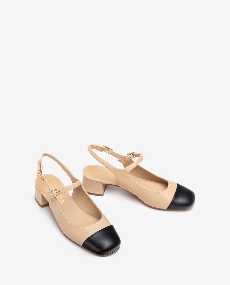 Ballerines Unisa femme à bout carré et bride arrière - Beige