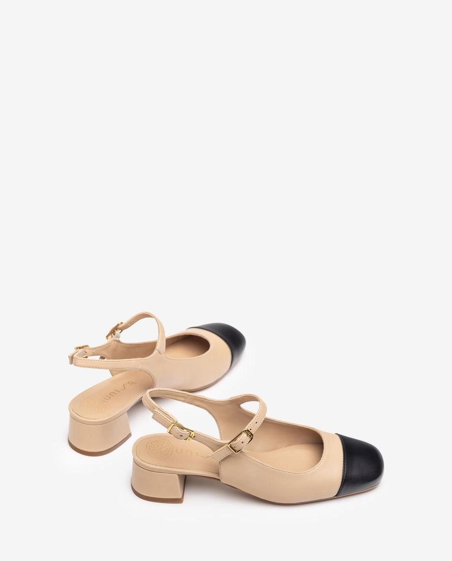 Ballerines Unisa femme à bout carré et bride arrière - Beige