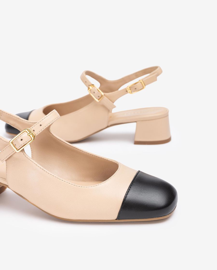 Ballerines Unisa femme à bout carré et bride arrière - Beige