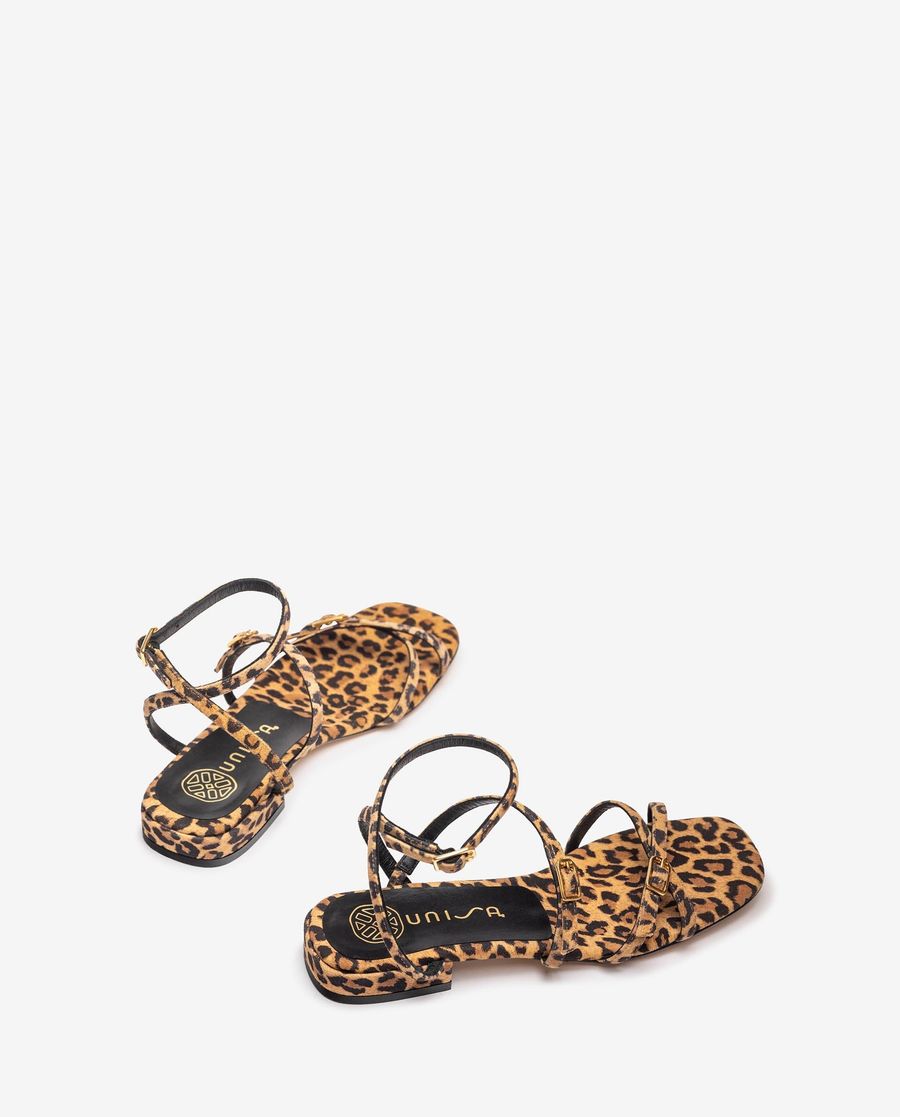Sandales plates à boucle et lanières Unisa pour femme - Marron