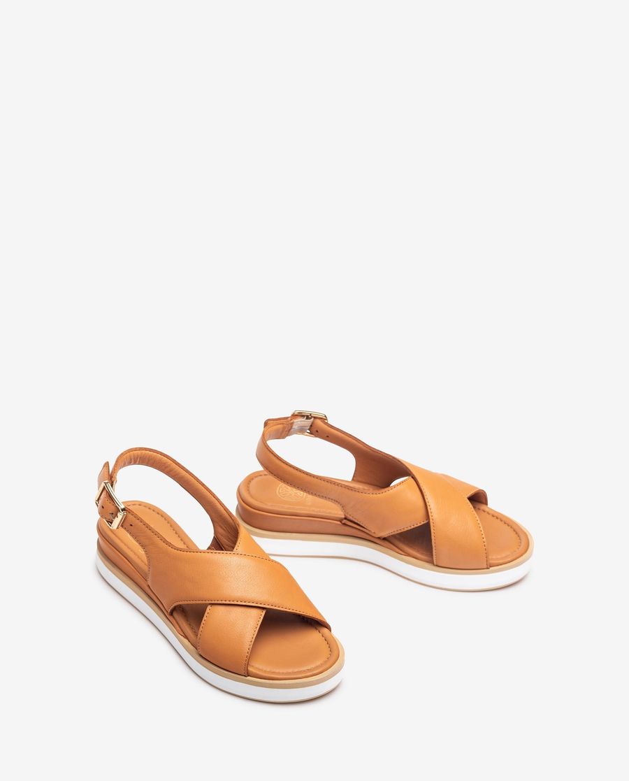 Sandales Unisa pour femme Larges brides croisées - Marron