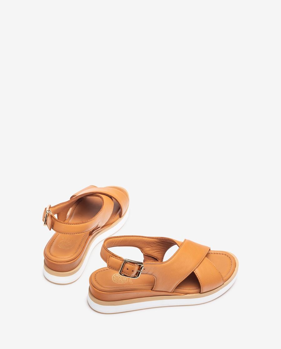 Sandales Unisa pour femme Larges brides croisées - Marron