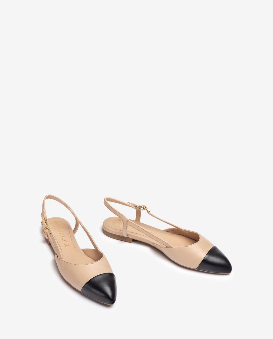 Sandales plates bicolores Unisa pour femme - Beige