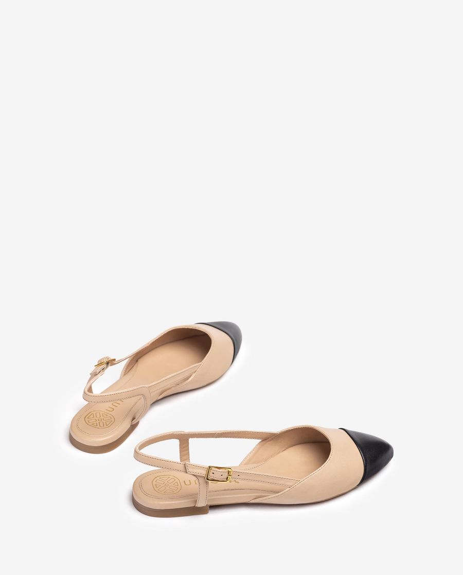 Sandales plates bicolores Unisa pour femme - Beige