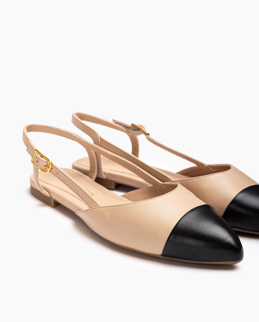 Sandales plates bicolores Unisa pour femme - Beige