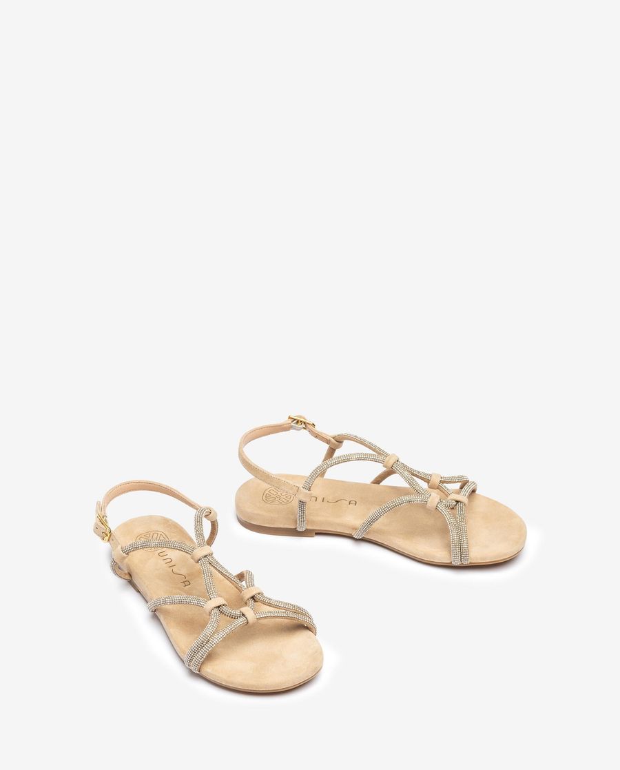 Sandales plates Unisa en daim - Beige