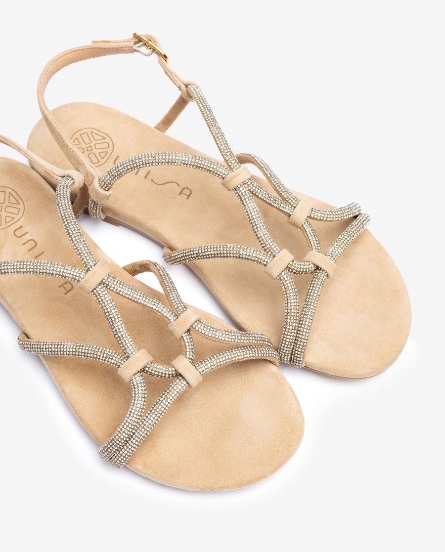 Sandales plates Unisa en daim - Beige