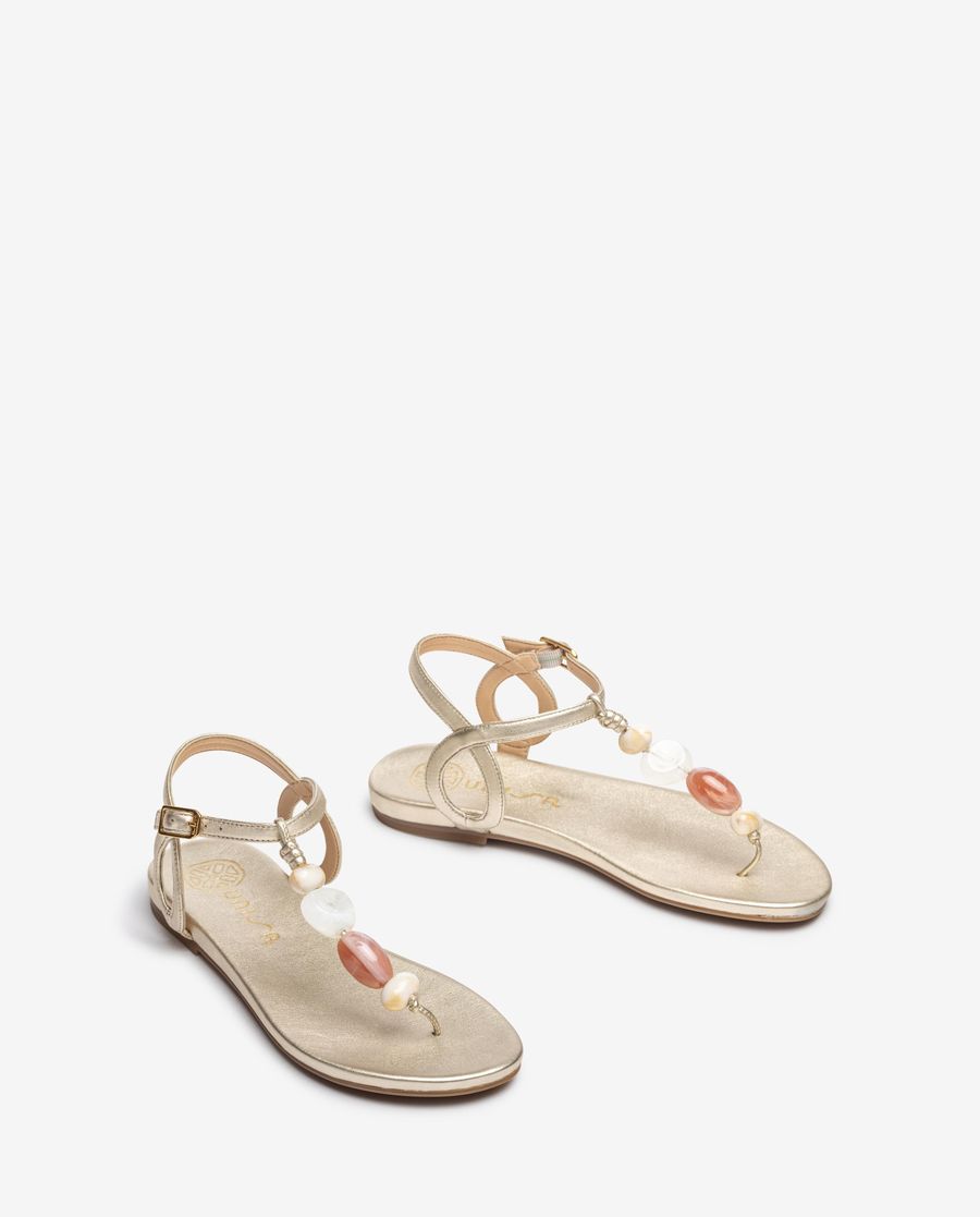 Sandales esclaves ornées Unisa pour femme - Doré