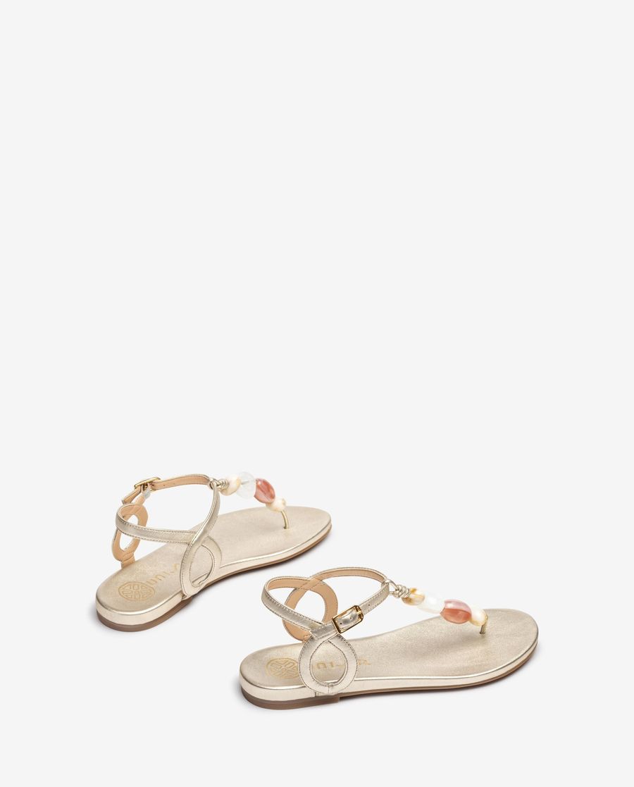 Sandales esclaves ornées Unisa pour femme - Doré