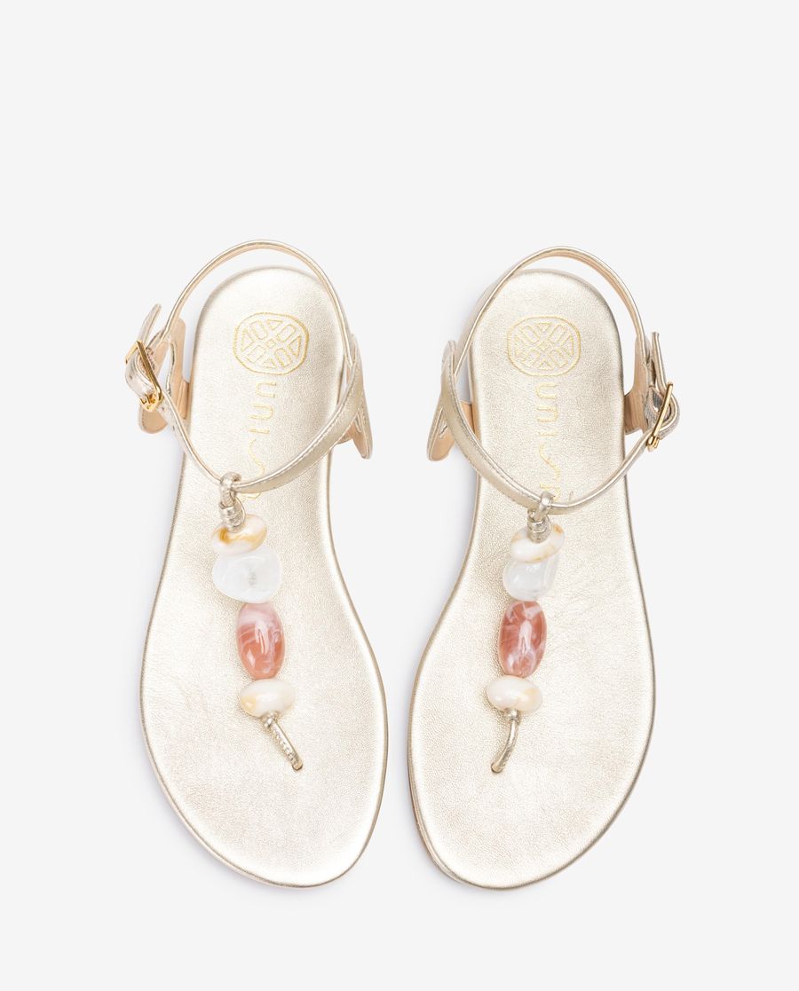 Sandales esclaves ornées Unisa pour femme - Doré