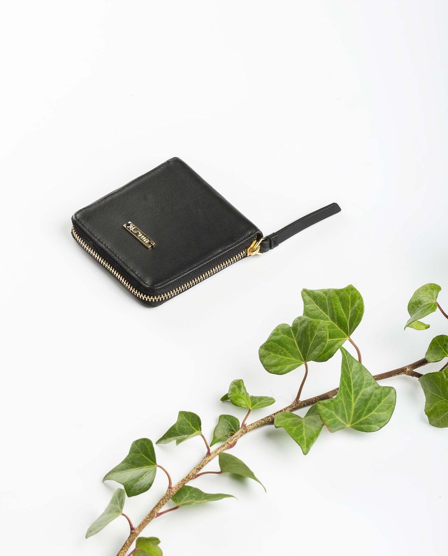 Portefeuille zippé en cuir Unisa pour femme - Noir