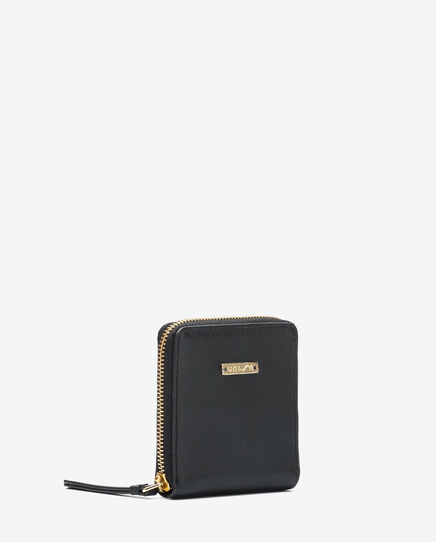 Portefeuille zippé en cuir Unisa pour femme - Noir