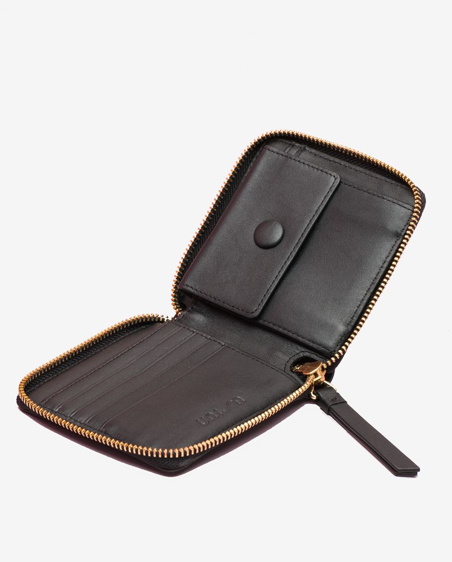 Portefeuille zippé en cuir Unisa pour femme - Noir