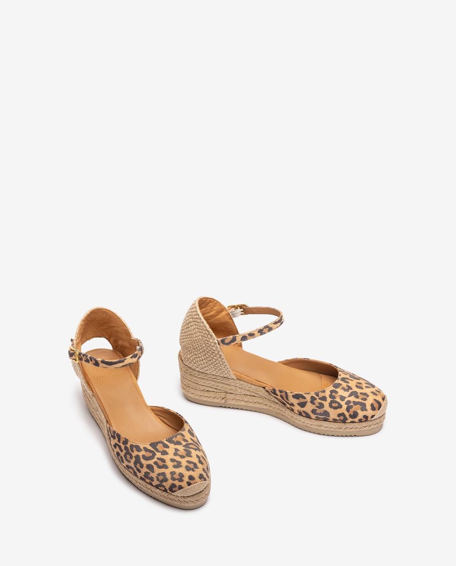 Espadrilles compensées basses en daim imprimé Unisa pour femme - Marron