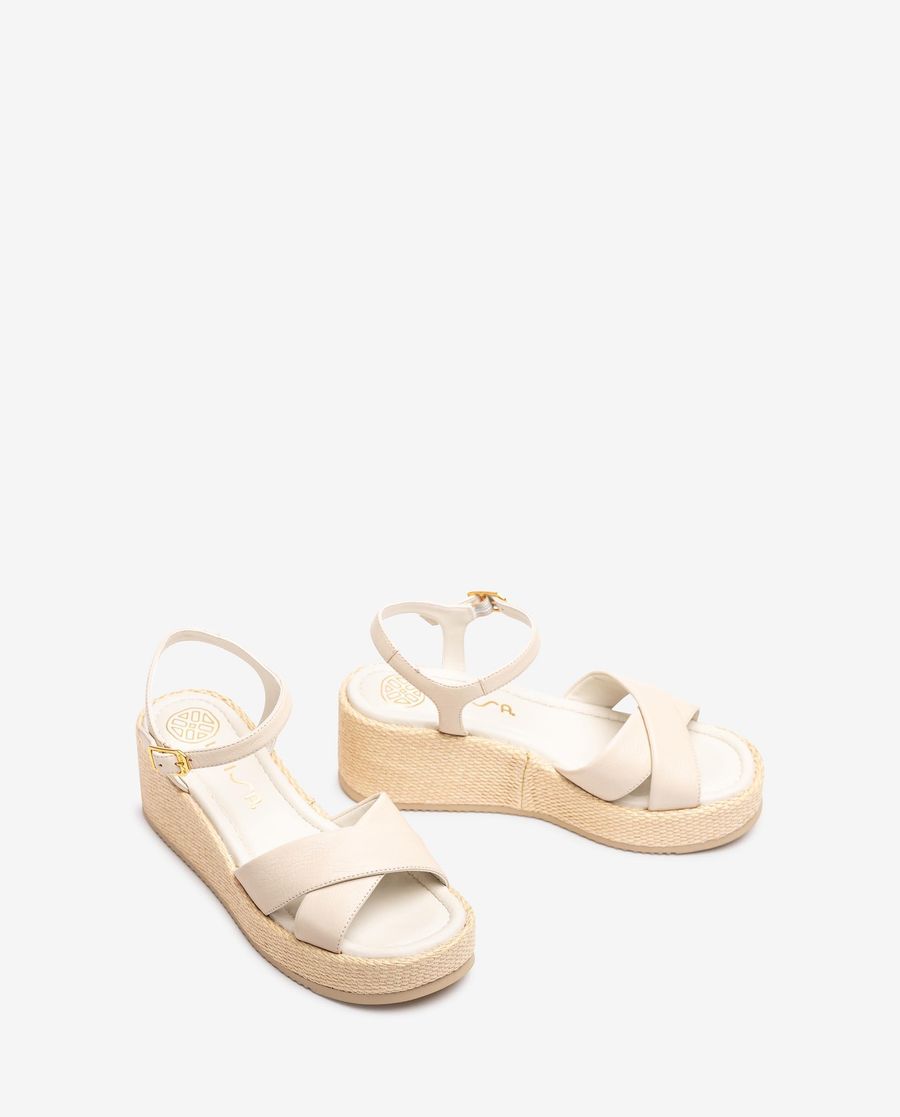 Sandales croisées en raphia Unisa pour femme - Blanc