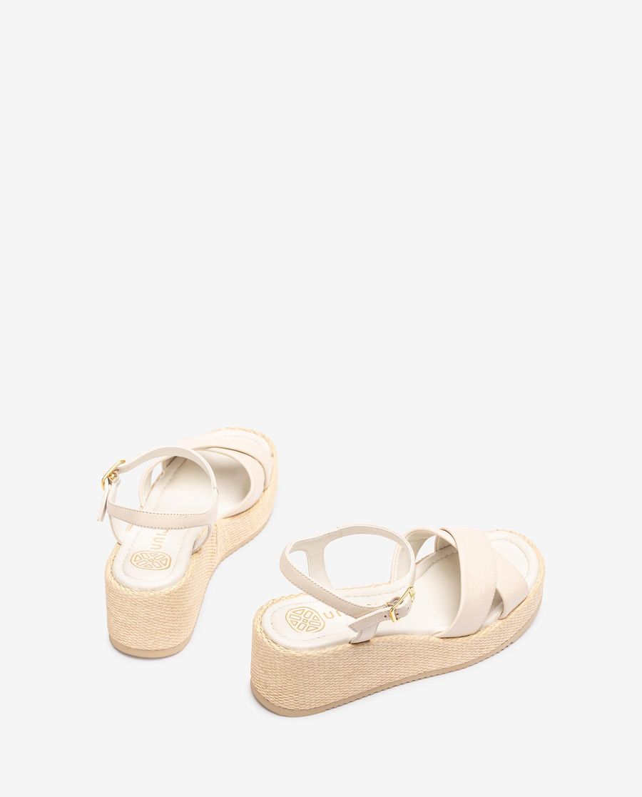 Sandales croisées en raphia Unisa pour femme - Blanc